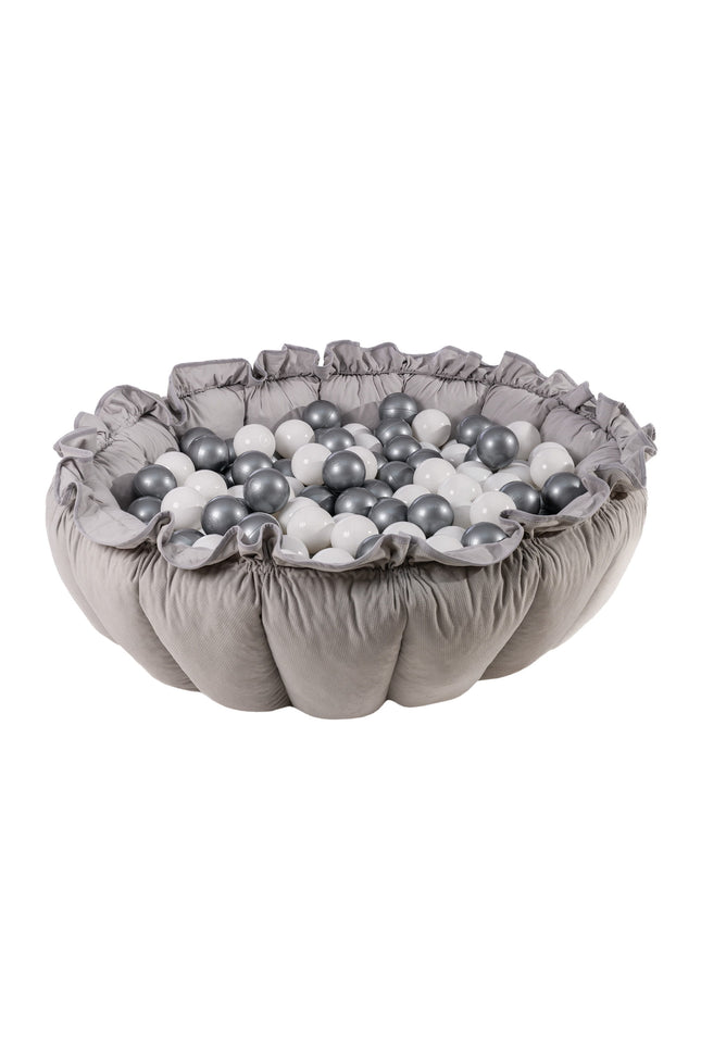 MeowBaby® Bloemen Speeltapijt met Ballenkuil - Grijs-mercibeaucoupp.eu