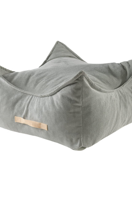 MeowBaby® Poef voor kinderen, vierkant, ribfluweel - Grijs-mercibeaucoupp.eu