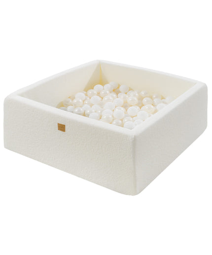MeowBaby® Boucle Witte Vierkante Ballen Pit 90x90x40cm - 200 Witte Parel Ballen-mercibeaucoupp.eu