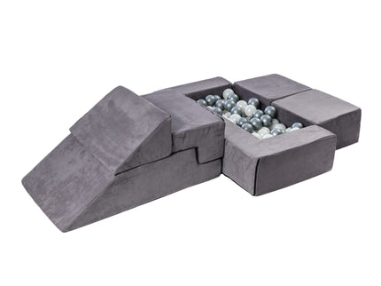 MeowBaby® Velvet Bricks Set - Multifunctional Playground for Children - Grey