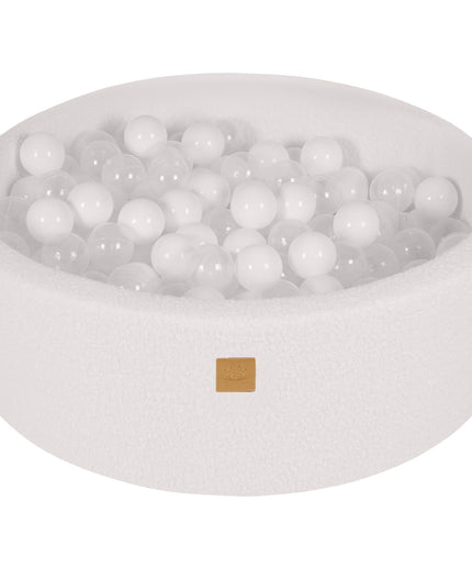 Ronde ballenbak met 200 witte en transparante ballen, 90x30cm - Wit-boucle-mercibeaucoupp.eu