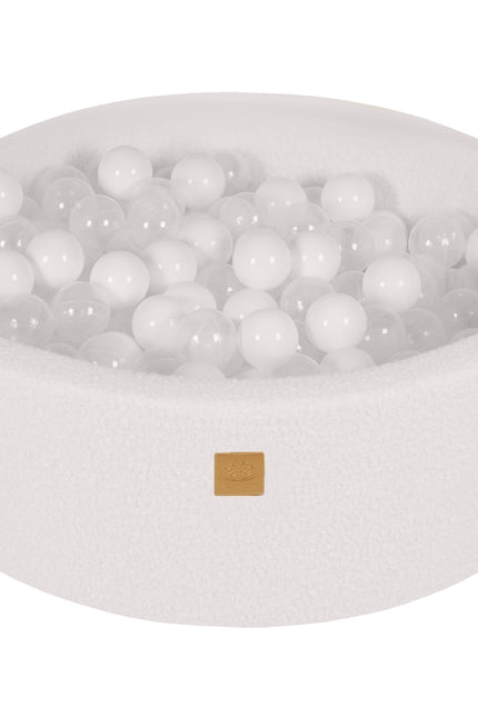 Ronde ballenbak met 200 witte en transparante ballen, 90x30cm - Wit-boucle-mercibeaucoupp.eu