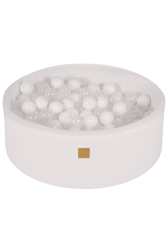 Ronde ballenbak met 200 witte en transparante ballen, 90x30cm - Wit-boucle-mercibeaucoupp.eu