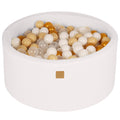 Ronde Ballenbak met 300 Goud/Beige/Wit/Transparante ballen, 90x40cm - Wit-Boucle-mercibeaucoupp.eu