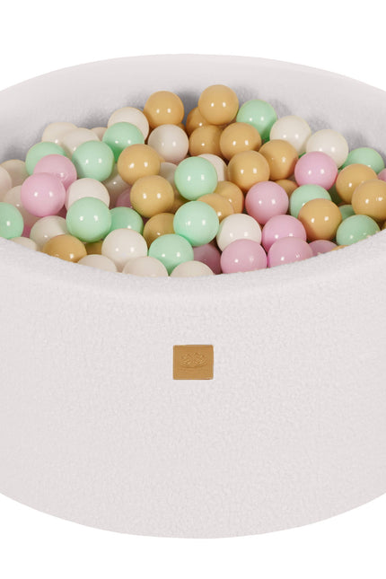 Ronde Ballenbak met 300 Pastelroze/Mint/Wit/Beige ballen, 90x40cm - Wit Boucle-mercibeaucoupp.eu