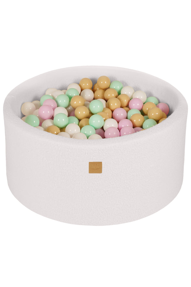 Ronde Ballenbak met 300 Pastelroze/Mint/Wit/Beige ballen, 90x40cm - Wit Boucle-mercibeaucoupp.eu