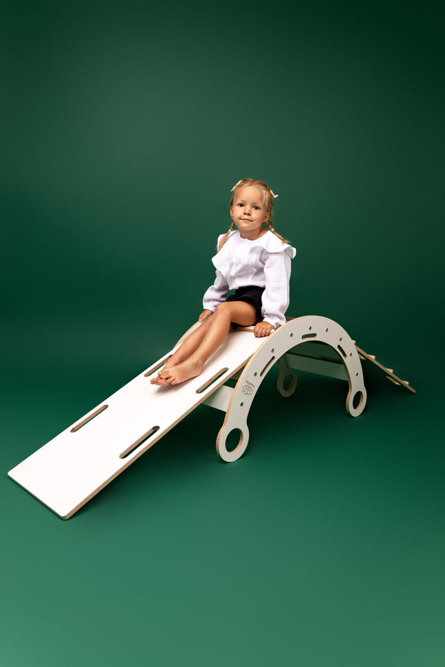 Witte Houten Droomwip met Kussen, Glijbaan en Ladder - Klein-mercibeaucoupp.eu
