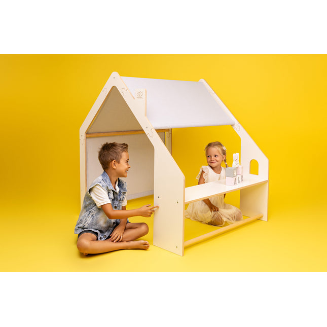 MeowBaby® Natuurlijk Houten Huis voor Kinderen - Roze Dak-mercibeaucoupp.eu
