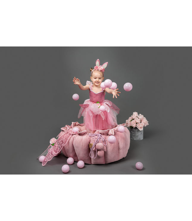 MeowBaby® Flower Play Mat with Ball Pit - Pink and White
