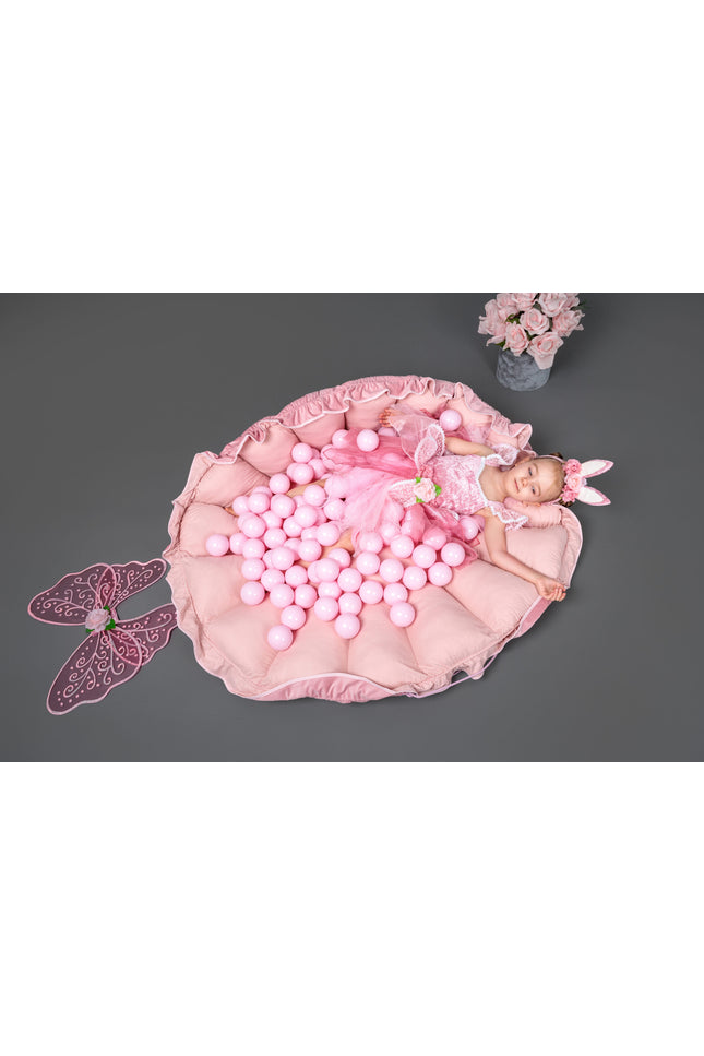 MeowBaby® Bloemen Speeltapijt met Ballenkuil - Grijs-mercibeaucoupp.eu