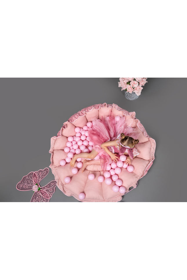 MeowBaby® Bloemen Speeltapijt met Ballenkuil - Roze en Wit-mercibeaucoupp.eu
