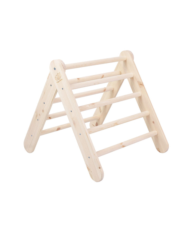 Ladderhuisje van natuurlijk hout met een blauw-grijze hoes-mercibeaucoupp.eu