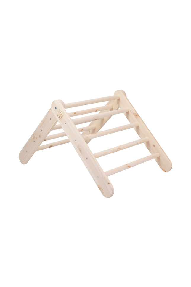 Ladderhuisje van natuurlijk hout met roze bekleding-mercibeaucoupp.eu