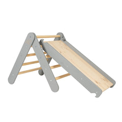 Climbing Ladder with Slide and Climbing Wall – Gray