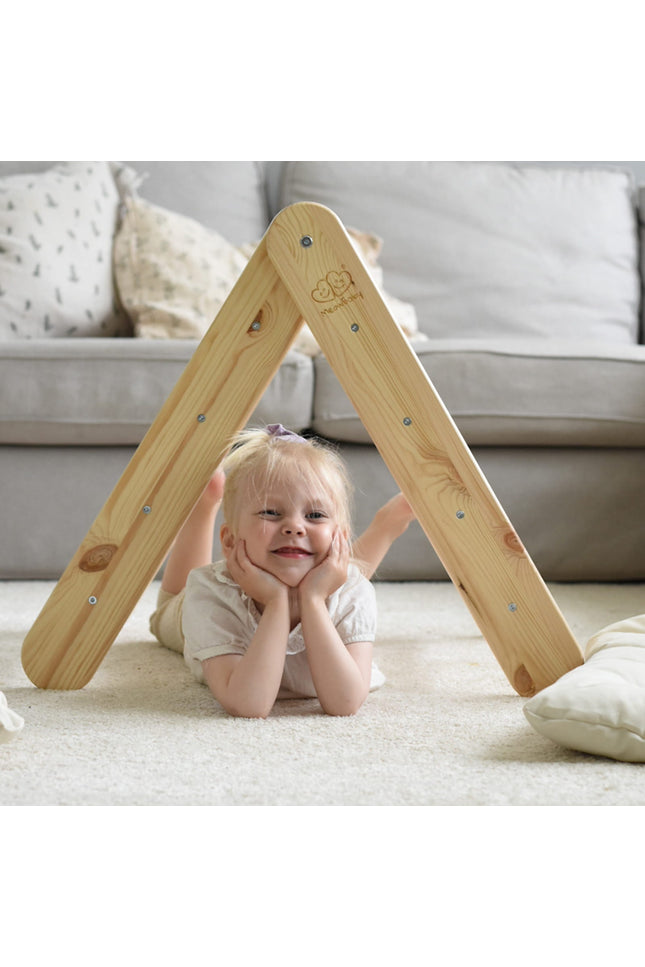 Ladder met klimwand - natuurlijk hout-mercibeaucoupp.eu