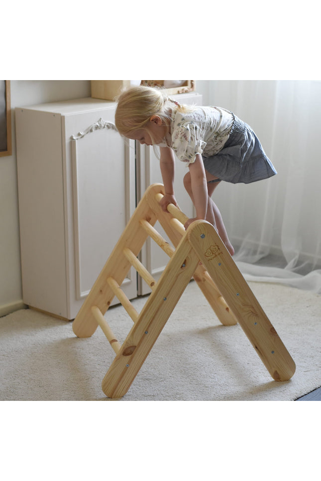 Ladder met klimwand - natuurlijk hout-mercibeaucoupp.eu