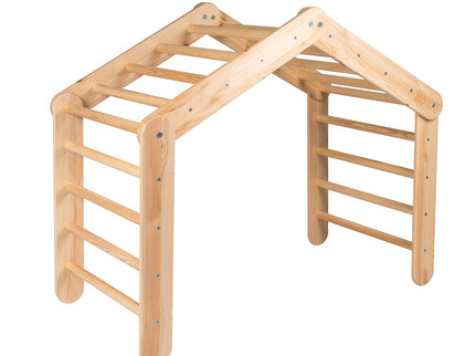 Large Natural Wood Ladder House With a Pink Cover