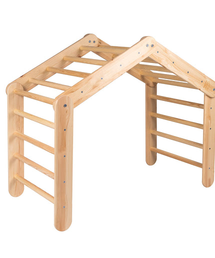 Groot natuurlijk houten ladderhuis met roze dak-mercibeaucoupp.eu