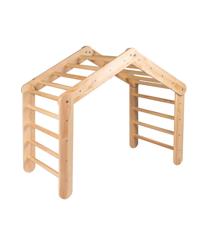 Groot natuurlijk houten ladderhuis met roze dak-mercibeaucoupp.eu