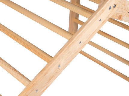 Large Natural Wood Ladder House With a Pink Cover