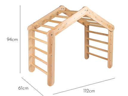 Large Natural Wood Ladder House With a Pink Cover