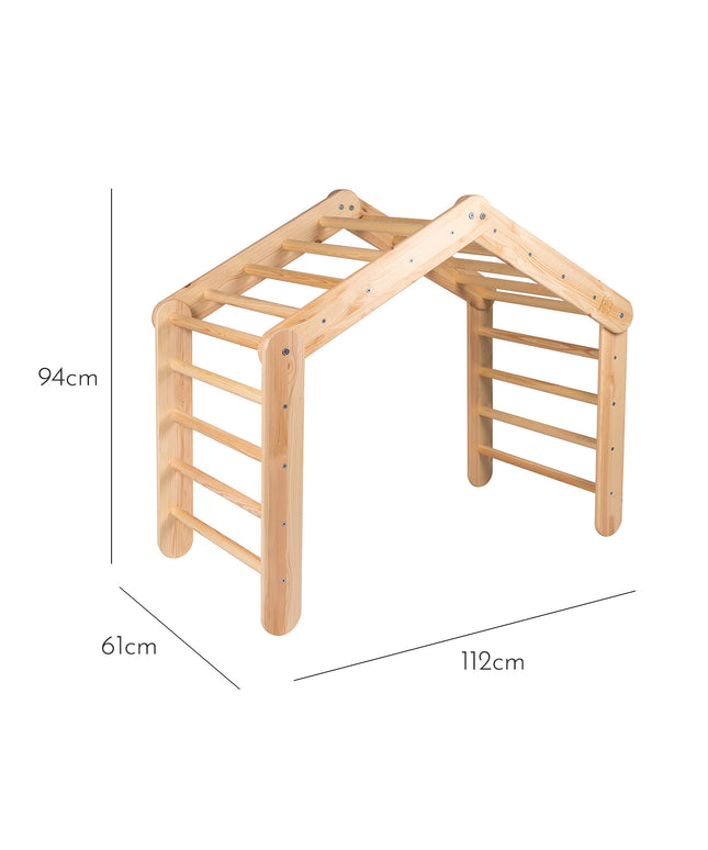 Groot natuurlijk houten ladderhuis met roze dak-mercibeaucoupp.eu