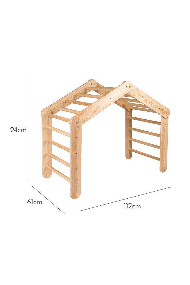 Groot natuurlijk houten ladderhuis met roze dak-mercibeaucoupp.eu