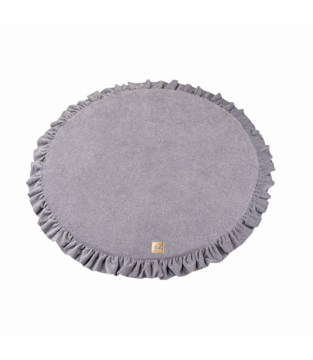 Round Play Mat With a Frill - Grey Velvet