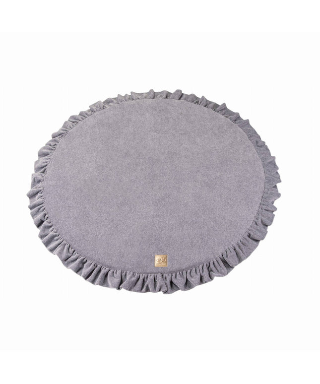 Ronde speelmat met franje - Grijs fluweel-mercibeaucoupp.eu