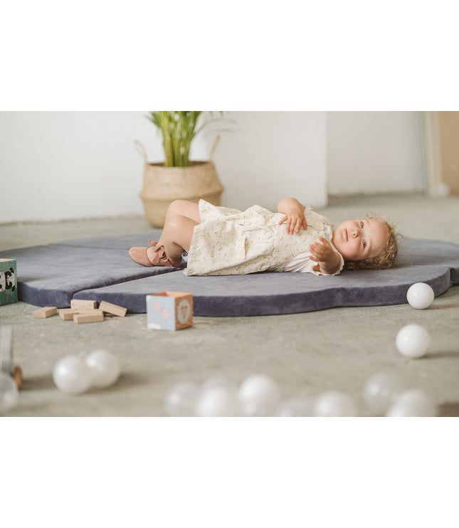 Play Mat for Kids - Cloud Shaped Blue-Grey Velvet