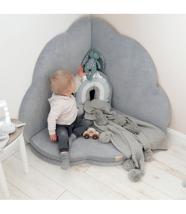 Play Mat for Kids - Cloud Shaped Light Grey Velvet
