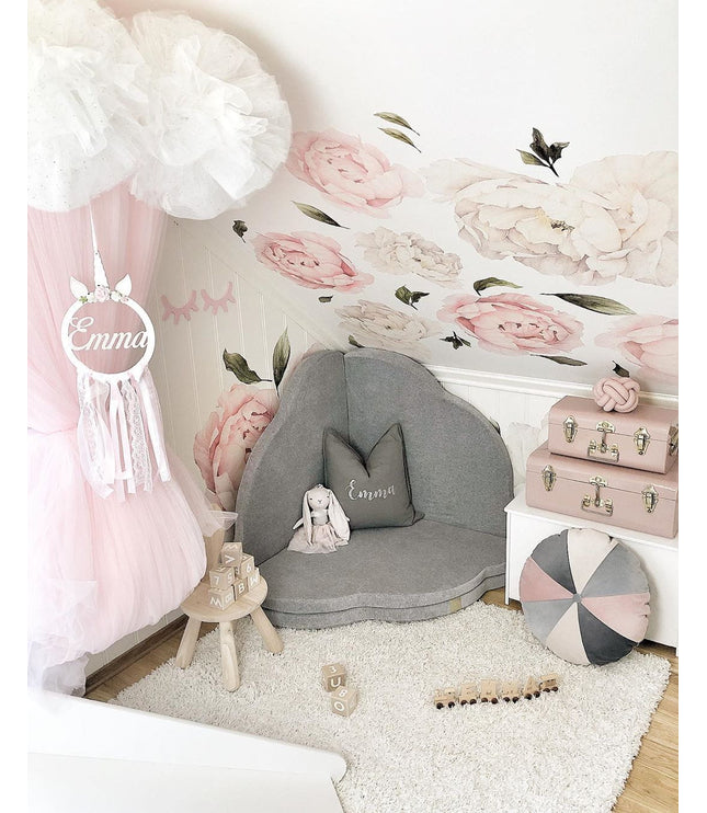 Play Mat for Kids - Cloud Shaped Light Grey Velvet