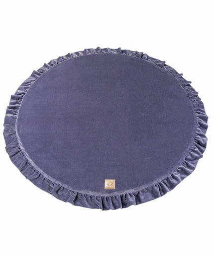 Rond speelkleed met franje - Blauw-grijs fluweel-mercibeaucoupp.eu