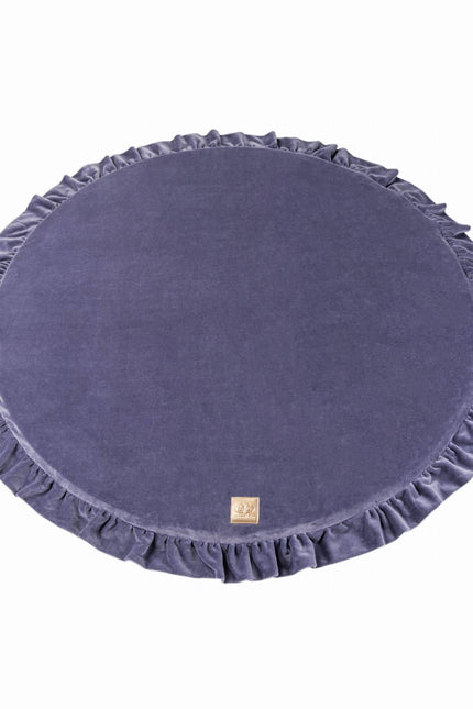 Rond speelkleed met franje - Blauw-grijs fluweel-mercibeaucoupp.eu