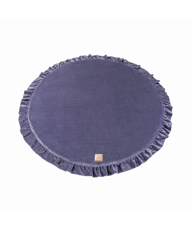 Rond speelkleed met franje - Blauw-grijs fluweel-mercibeaucoupp.eu