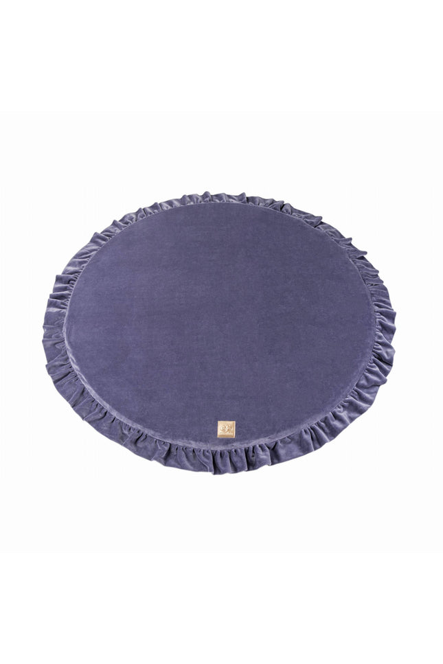 Rond speelkleed met franje - Blauw-grijs fluweel-mercibeaucoupp.eu