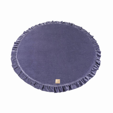 Rond speelkleed met franje - Blauw-grijs fluweel-mercibeaucoupp.eu
