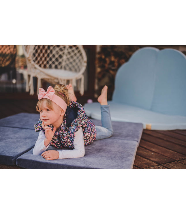 Play Mat for Kids - Square Blue-Grey Velvet