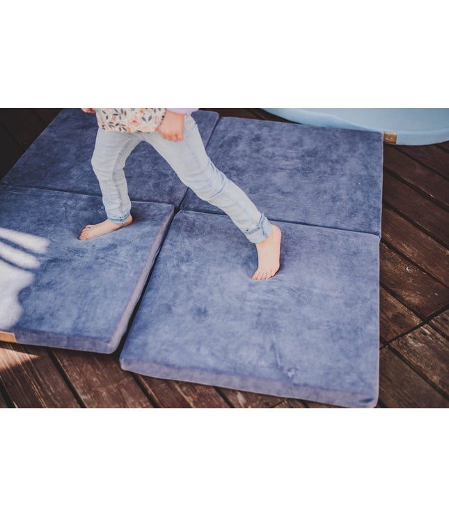 Play Mat for Kids - Square Blue-Grey Velvet