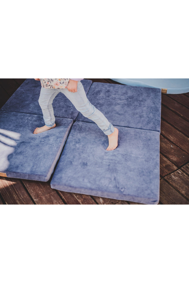 Speelkleed voor kinderen - Vierkant blauw-grijs fluweel-mercibeaucoupp.eu