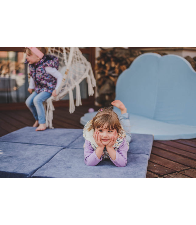 Play Mat for Kids - Square Blue-Grey Velvet