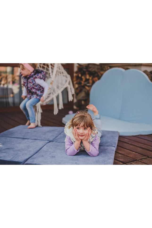 Speelkleed voor kinderen - Vierkant blauw-grijs fluweel-mercibeaucoupp.eu