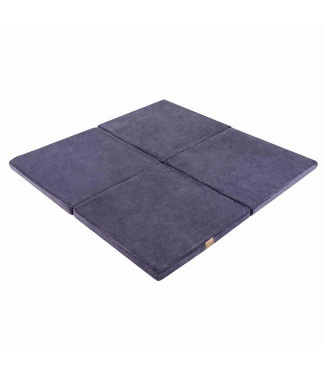 Play Mat for Kids - Square Blue-Grey Velvet