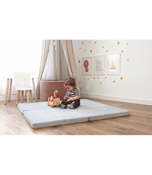 Play Mat for Kids - Square Light Grey Velvet