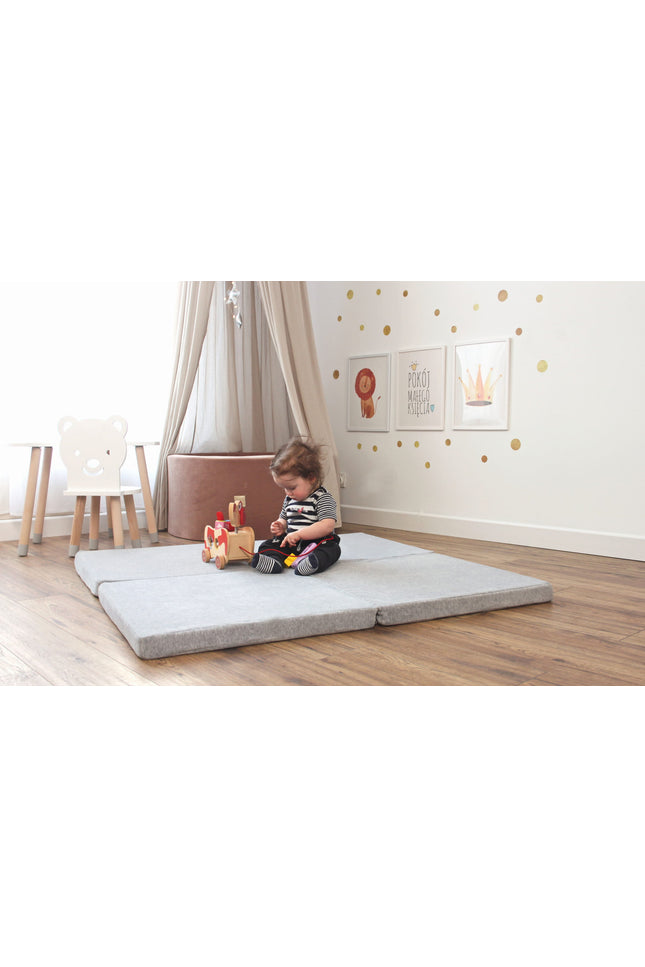 Speeltapijt voor kinderen - Vierkant lichtgrijs fluweel-mercibeaucoupp.eu