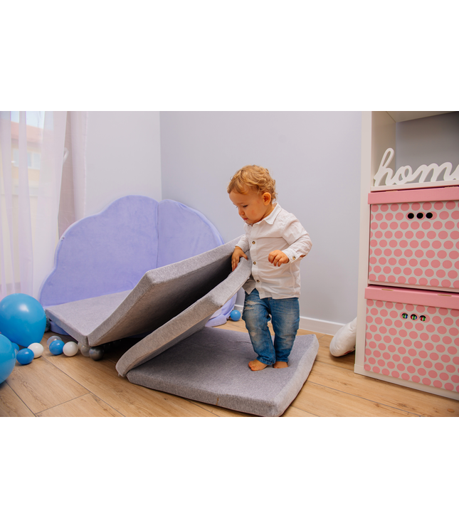 Play Mat for Kids - Square Light Grey Velvet