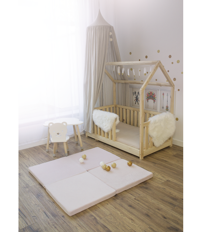 Play Mat for Kids - Square Light Pink Velvet