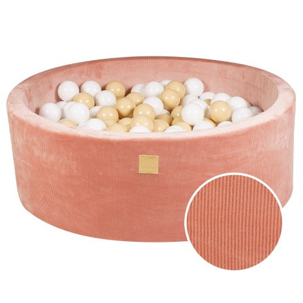 Ronde ballenbak met 200 zand/witte ballen, 90x30cm - Abrikoos Fluweel-mercibeaucoupp.eu