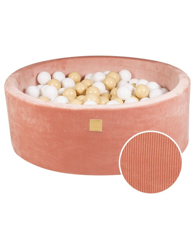 Ronde ballenbak met 200 zand/witte ballen, 90x30cm - Abrikoos Fluweel-mercibeaucoupp.eu