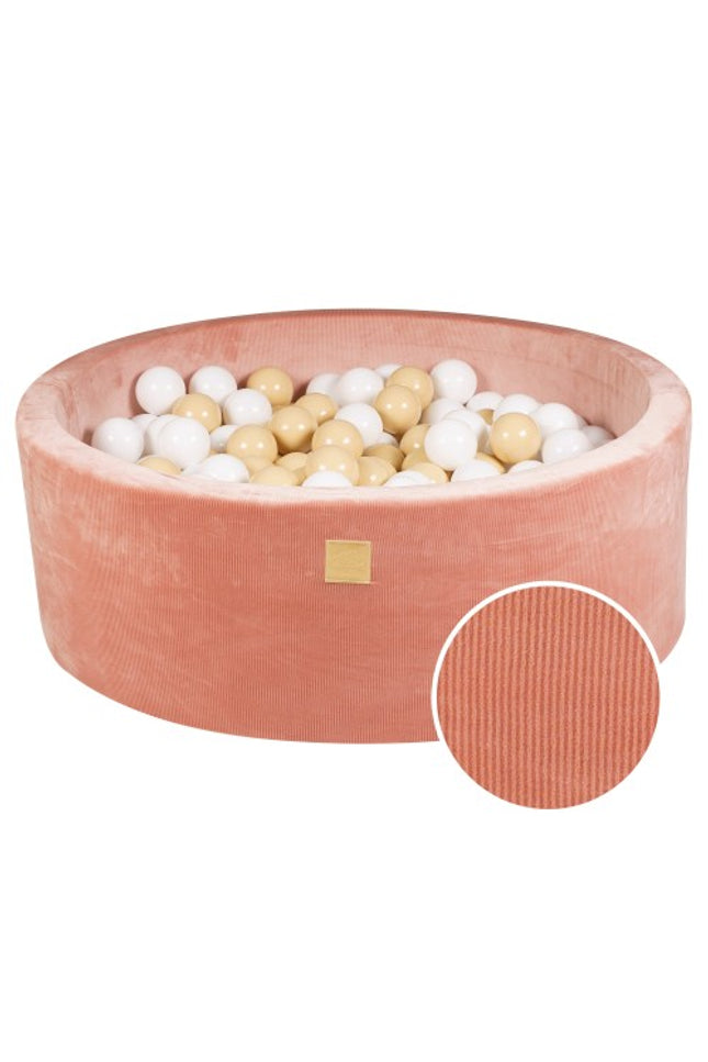 Ronde ballenbak met 200 zand/witte ballen, 90x30cm - Abrikoos Fluweel-mercibeaucoupp.eu